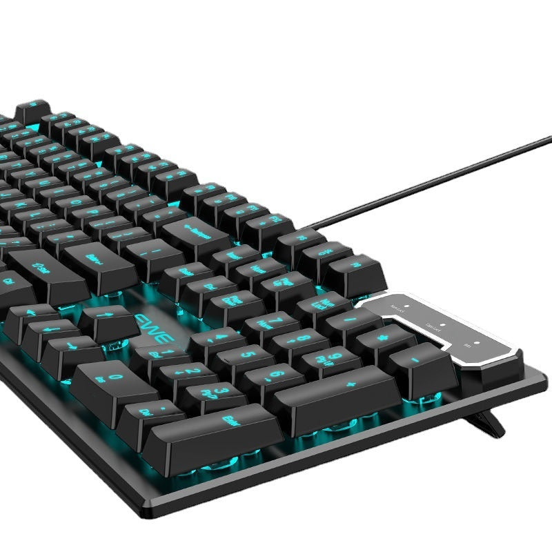 Retro-Inspired Wired Keyboard and Mouse Set with Round Key Design