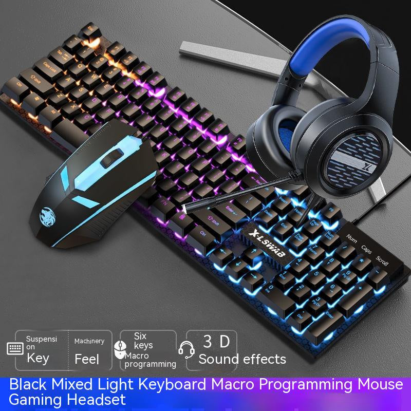 Retro-Inspired Wired Keyboard and Mouse Set with Round Key Design